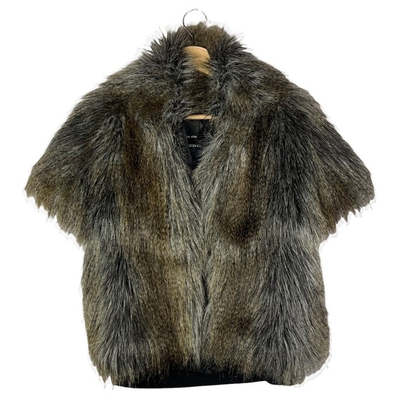 Dolce Vita Brown Full Zip Faux Fur Short Sleeve Jacket XS/S - Picture 2 of 6